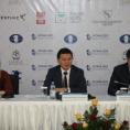 Чемпиона мира, Президент ФИДЕ и президент ФШРК на пресс-конференции на открытии ЧМ